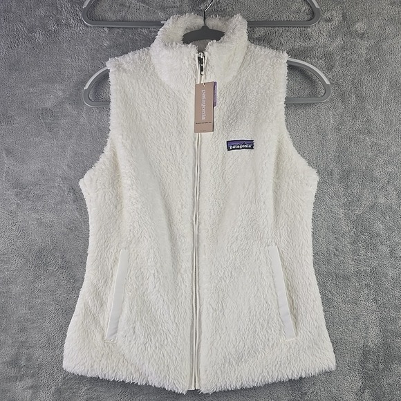 Patagonia Jackets & Blazers - Patagonia Vest Women Small Birch White Los Gatos Sherpa Fleece Full Zip Logo NWT
